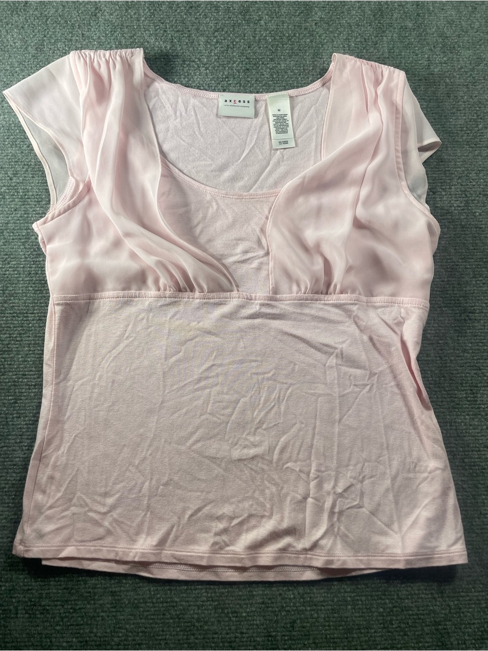 Axcess Pale‎ Pink Sheer Yoke Tee